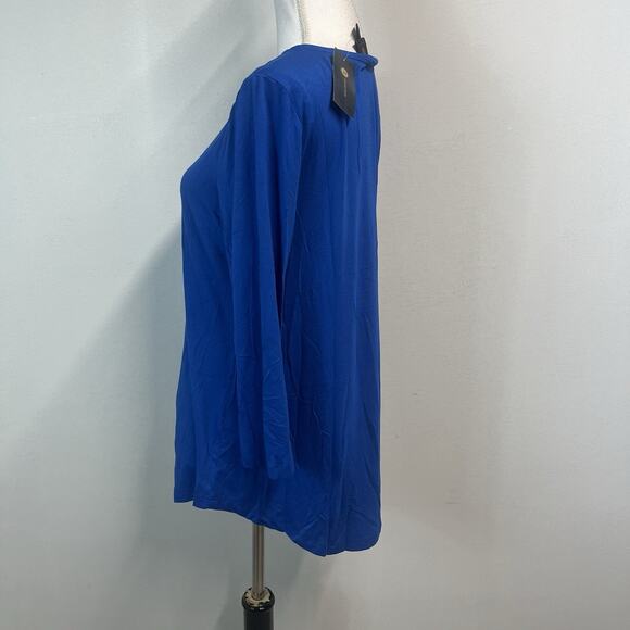 JM Collection Tunic Top size Small Royal Steel Blue Jersey Knit Stretch Modest - Picture 4 of 6